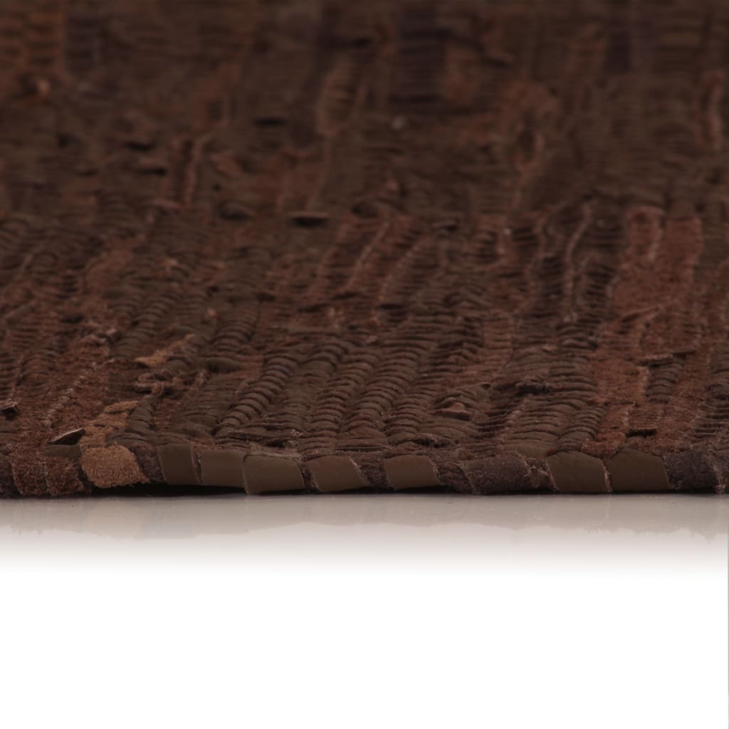 vidaXL Vloerkleed Chindi handgeweven 120x170 cm leer bruin