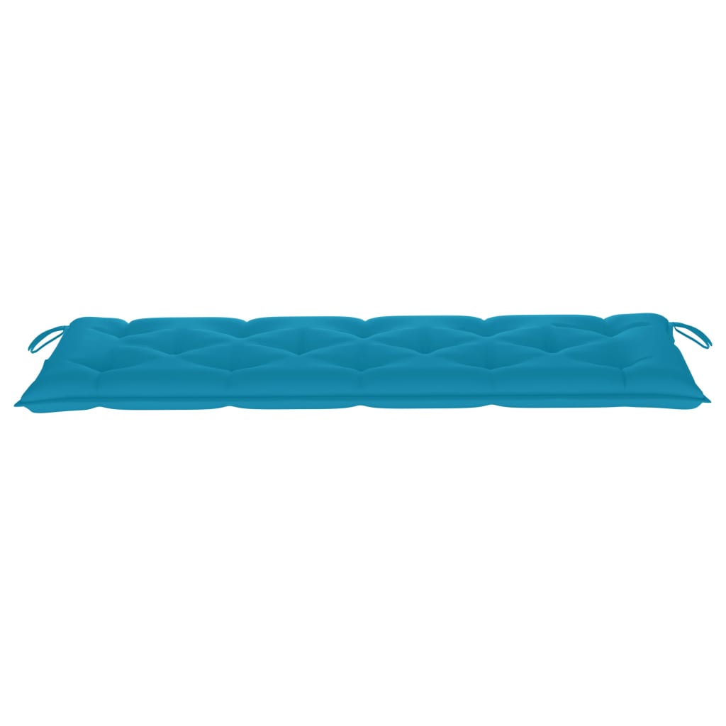vidaXL Tuinbank met lichtblauw kussen 150 cm massief teakhout