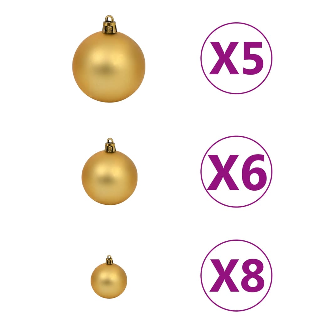 vidaXL Kunstkerstboom met verlichting en kerstballen half 210 cm wit
