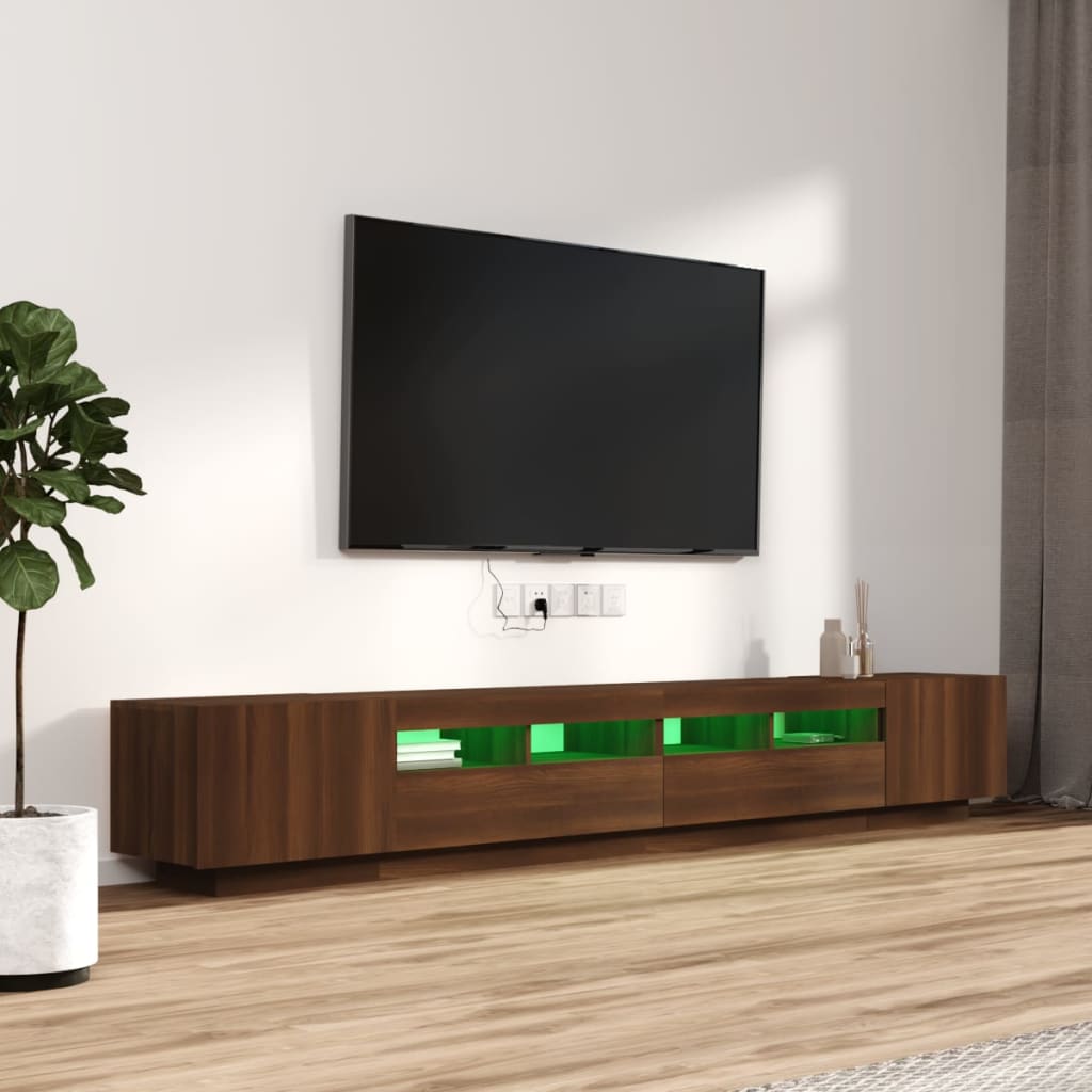 vidaXL 3-delige Tv-meubelset met LED bewerkt hout bruineiken