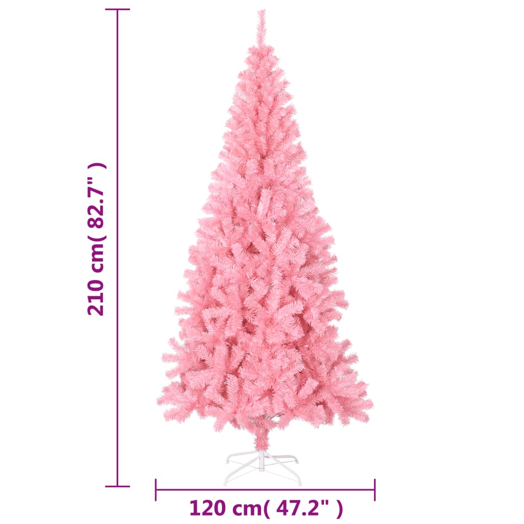vidaXL Kunstkerstboom met standaard 210 cm PVC roze