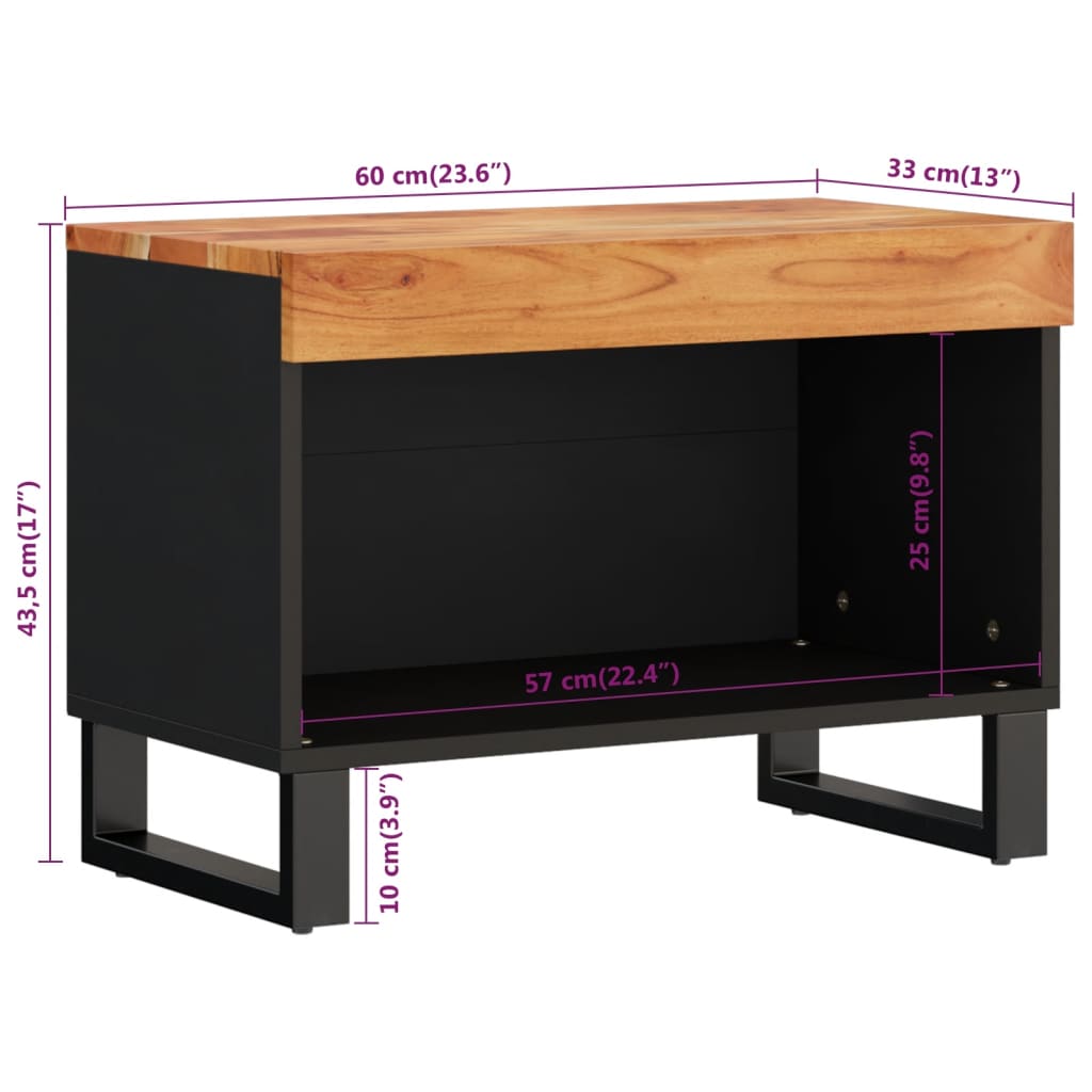 vidaXL Tv-meubel 60x33x43,5 cm massief acaciahout
