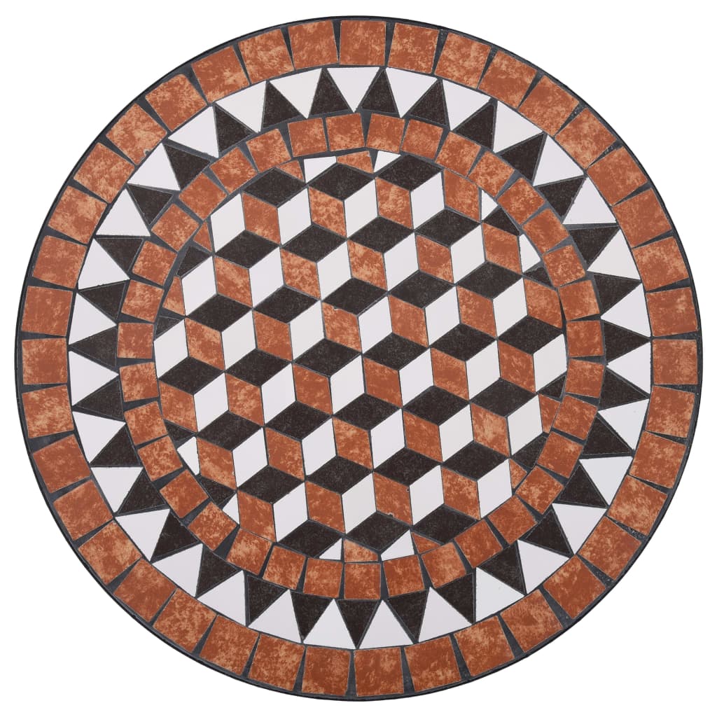 vidaXL 3-delige Bistroset mozaïek keramische tegel terracottakleurig