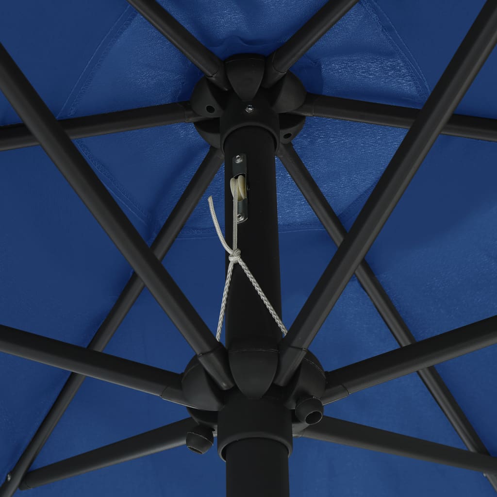 vidaXL Parasol met LED-verlichting en aluminium paal 270 cm azuurblauw