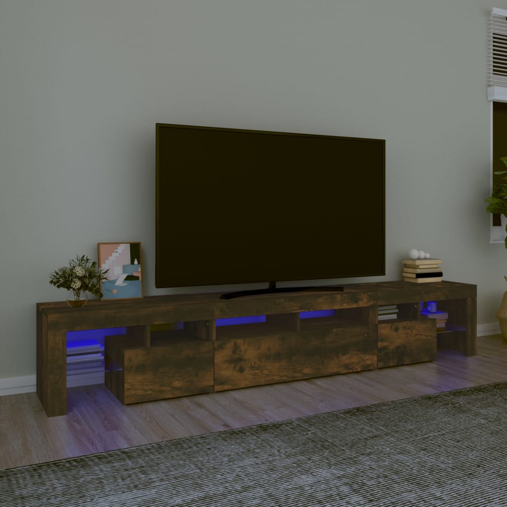 vidaXL Tv-meubel LED-verlichting 230x36,5x40 cm gerookt eikenkleurig