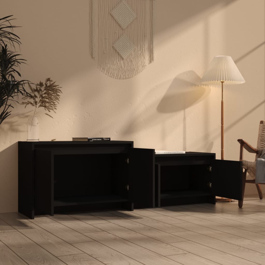 vidaXL Tv-meubel 146,5x35x50 cm spaanplaat zwart
