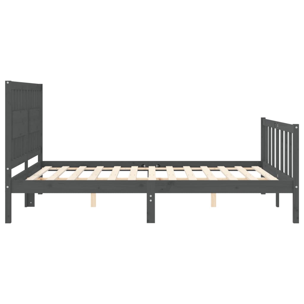 vidaXL Bedframe met hoofdbord massief hout grijs 160x200 cm