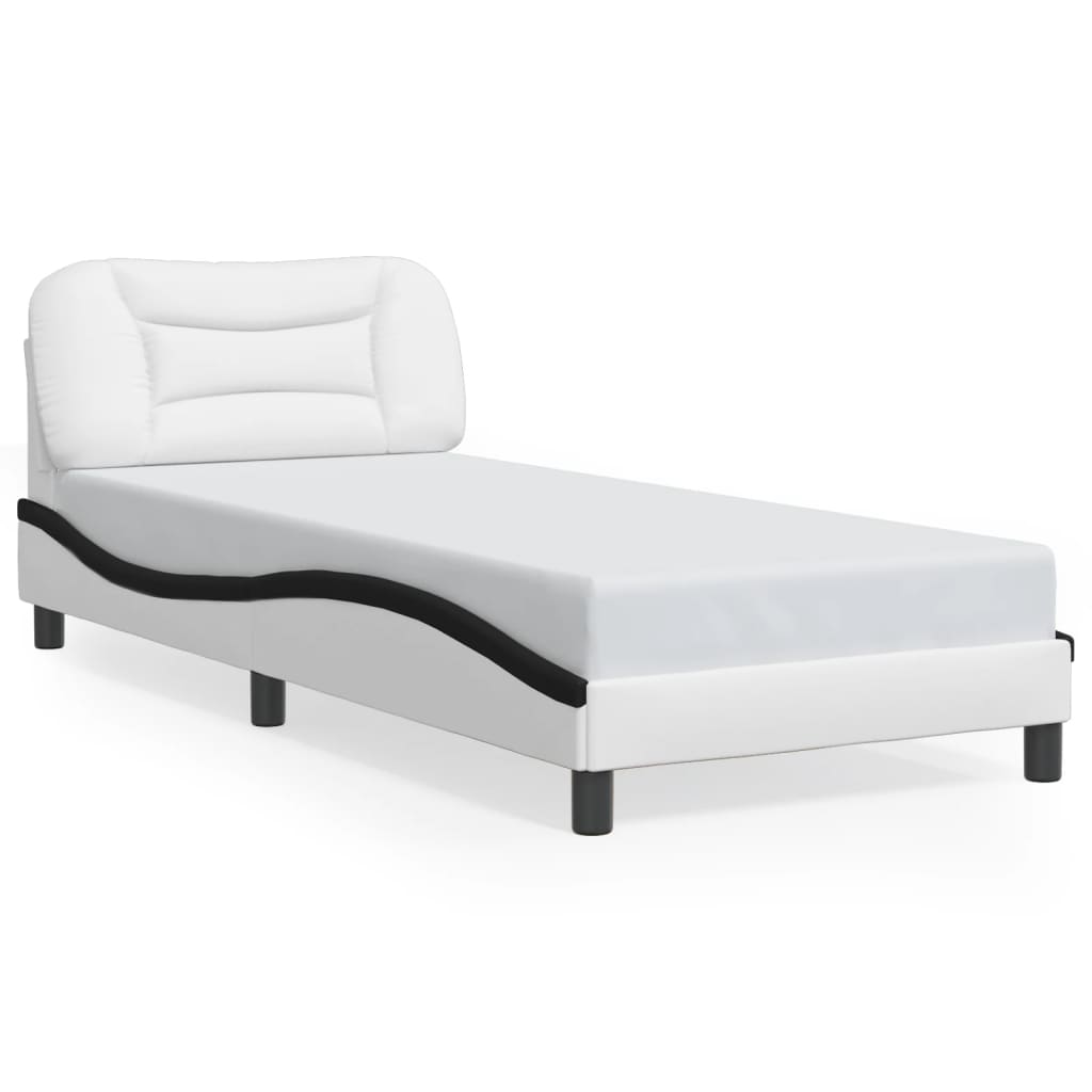 vidaXL Bedframe met hoofdbord kunstleer wit en zwart 80x200 cm