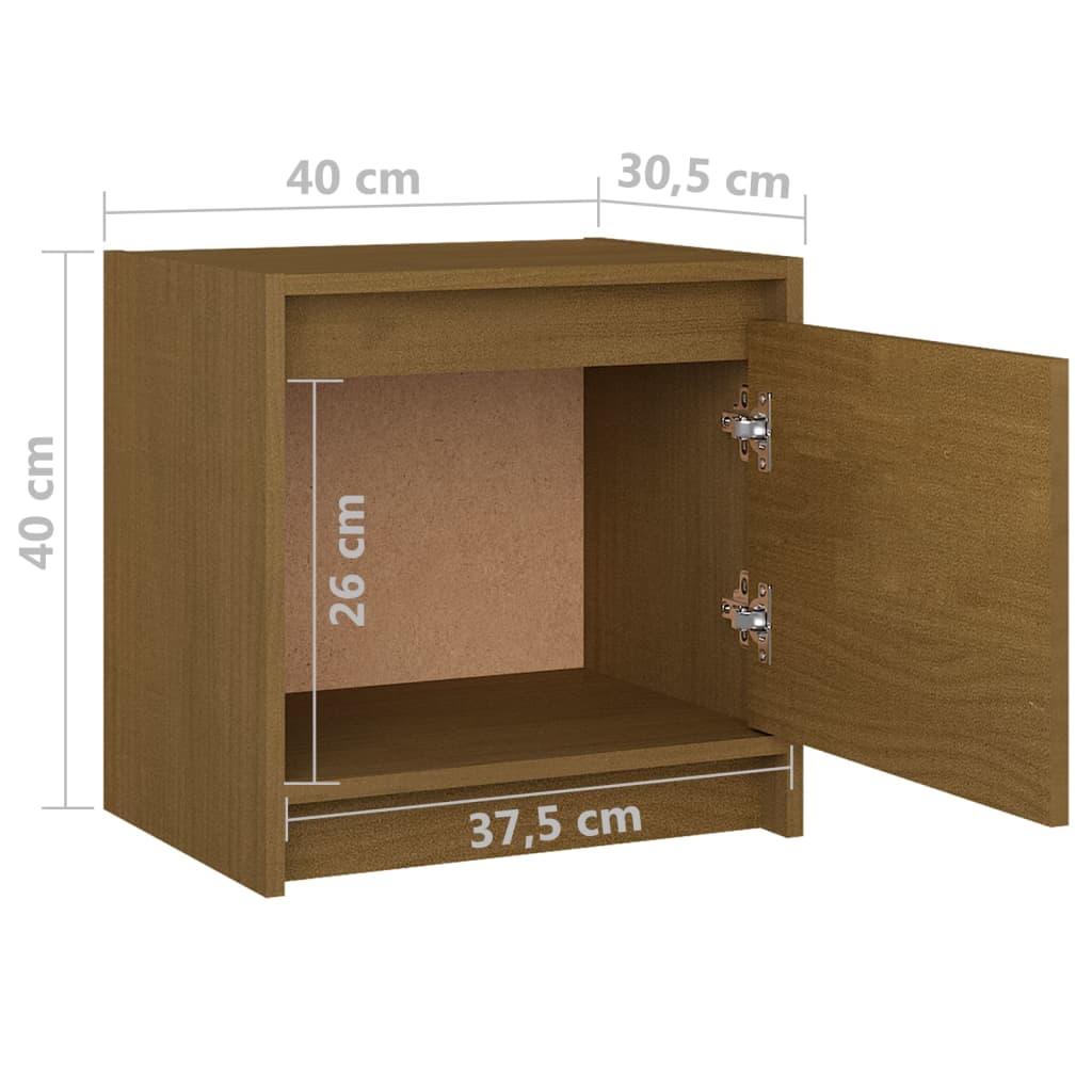 vidaXL Nachtkastjes 2 st 40x30,5x40 cm massief grenenhout honingbruin
