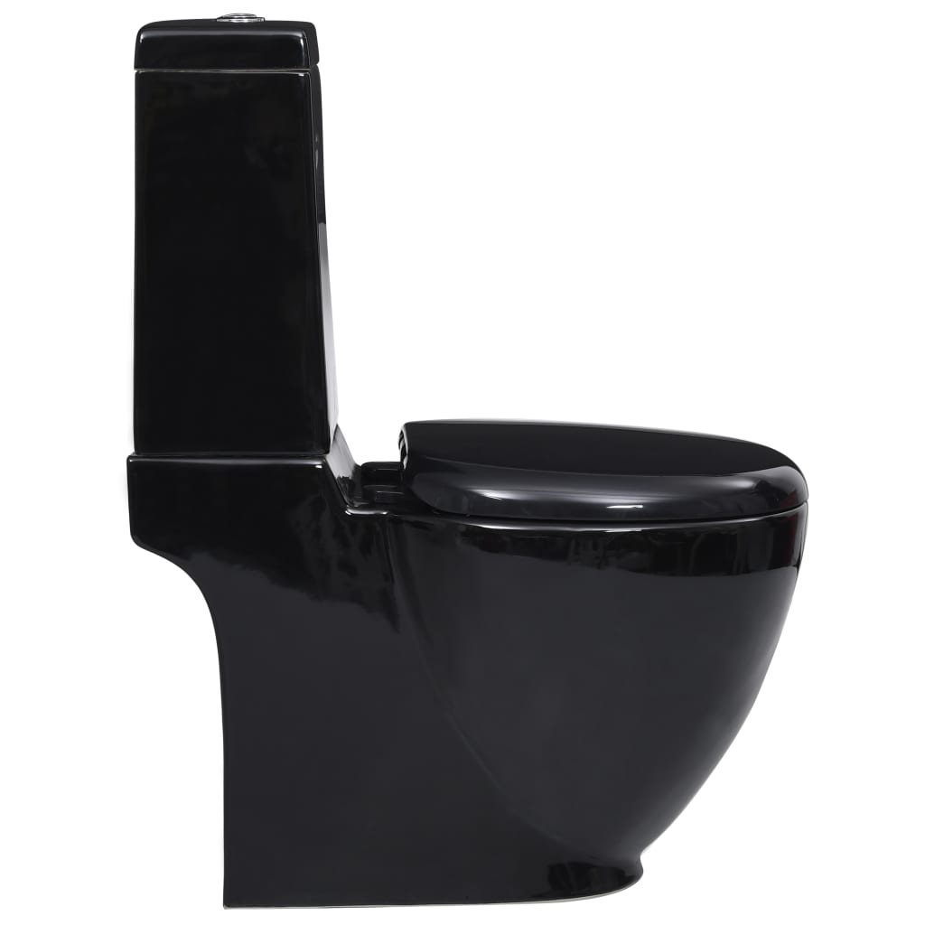 vidaXL Toilet met afvoer achter keramiek zwart