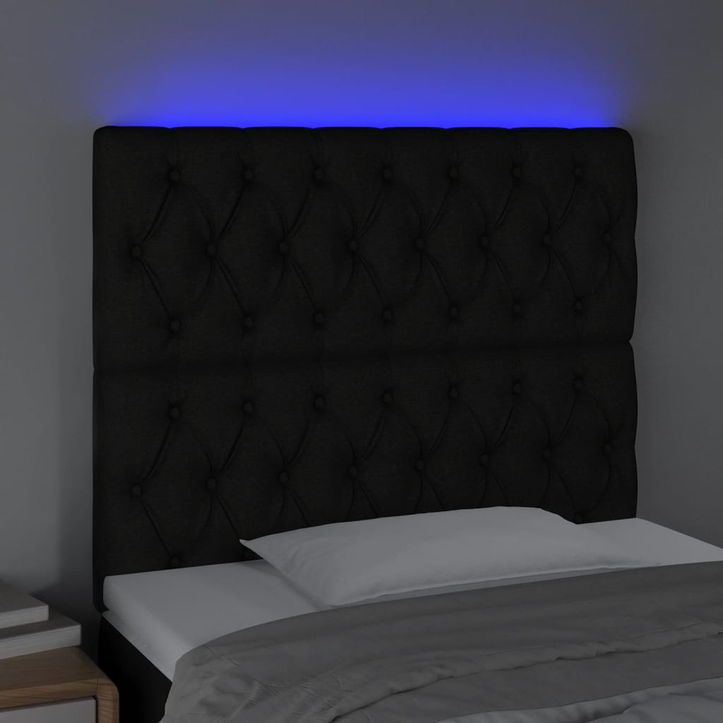 vidaXL Hoofdbord LED 100x7x118/128 cm stof zwart