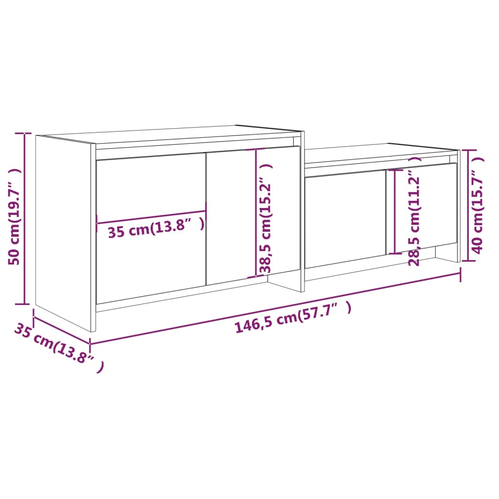 vidaXL Tv-meubel 146,5x35x50 cm spaanplaat betongrijs