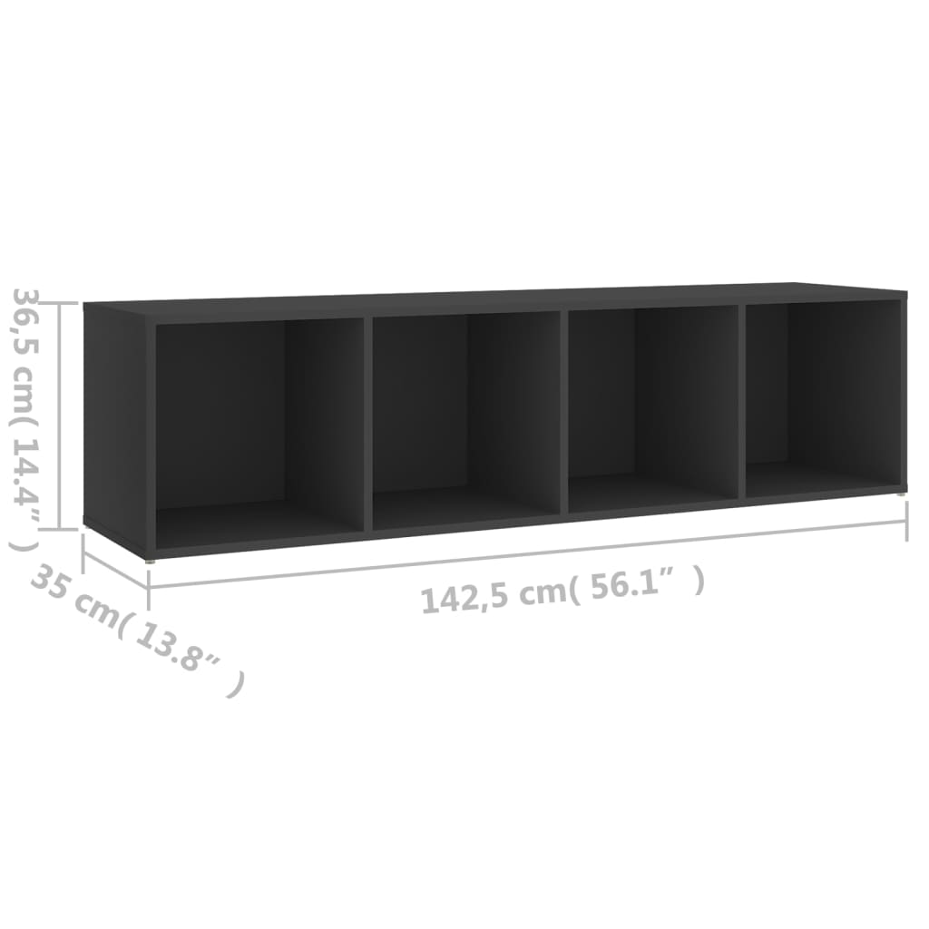 vidaXL Tv-meubel 142,5x35x36,5 cm spaanplaat grijs
