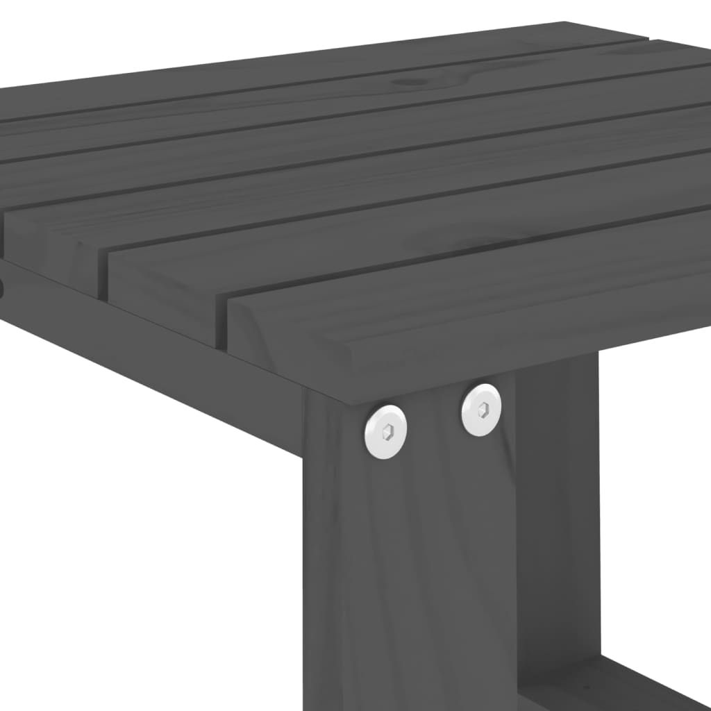 vidaXL Ligbedden 2 st met tafeltje massief grenenhout grijs
