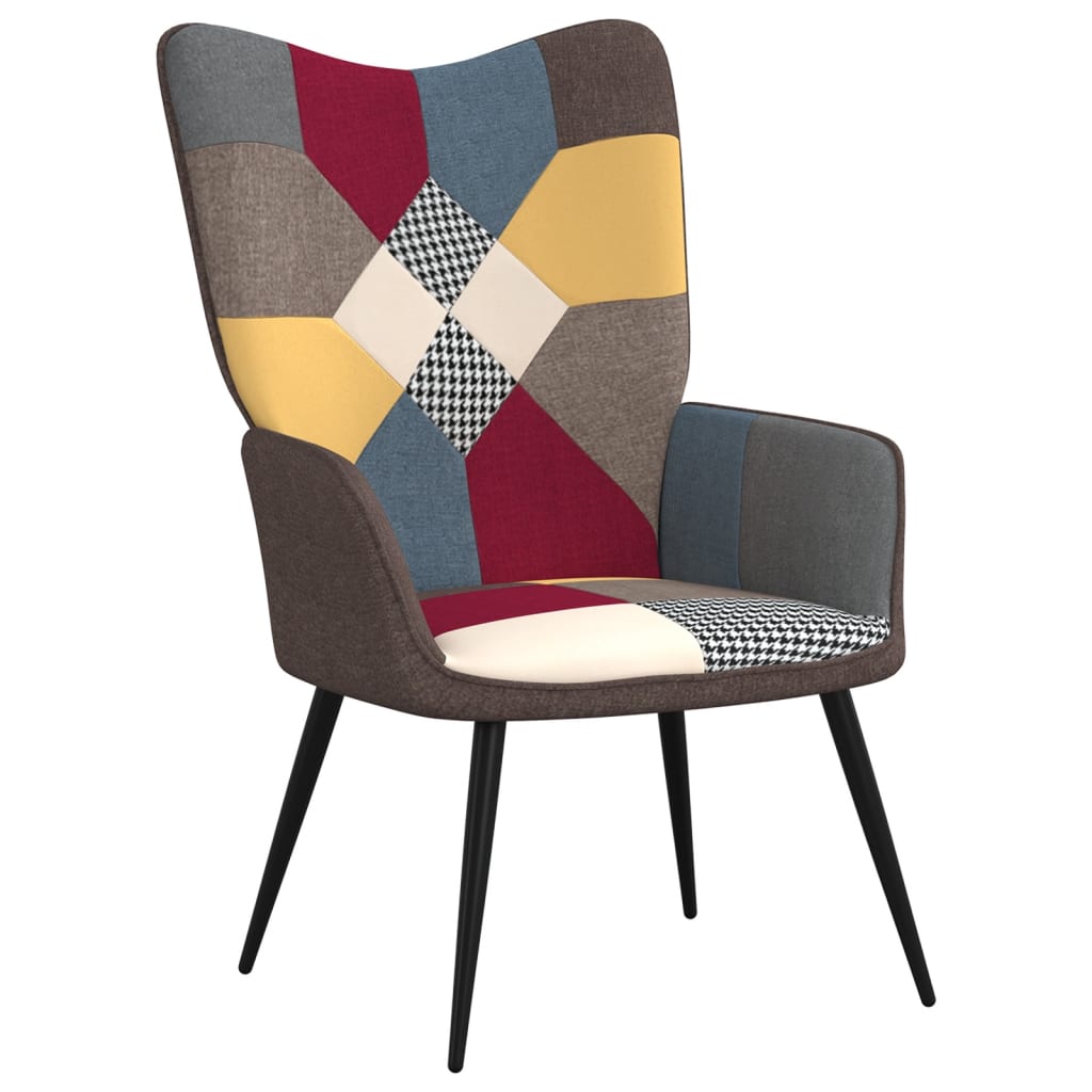 vidaXL Relaxstoel met voetenbank patchwork stof