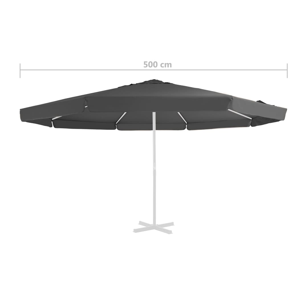 vidaXL Vervangingsdoek voor parasol 500 cm antracietkleurig