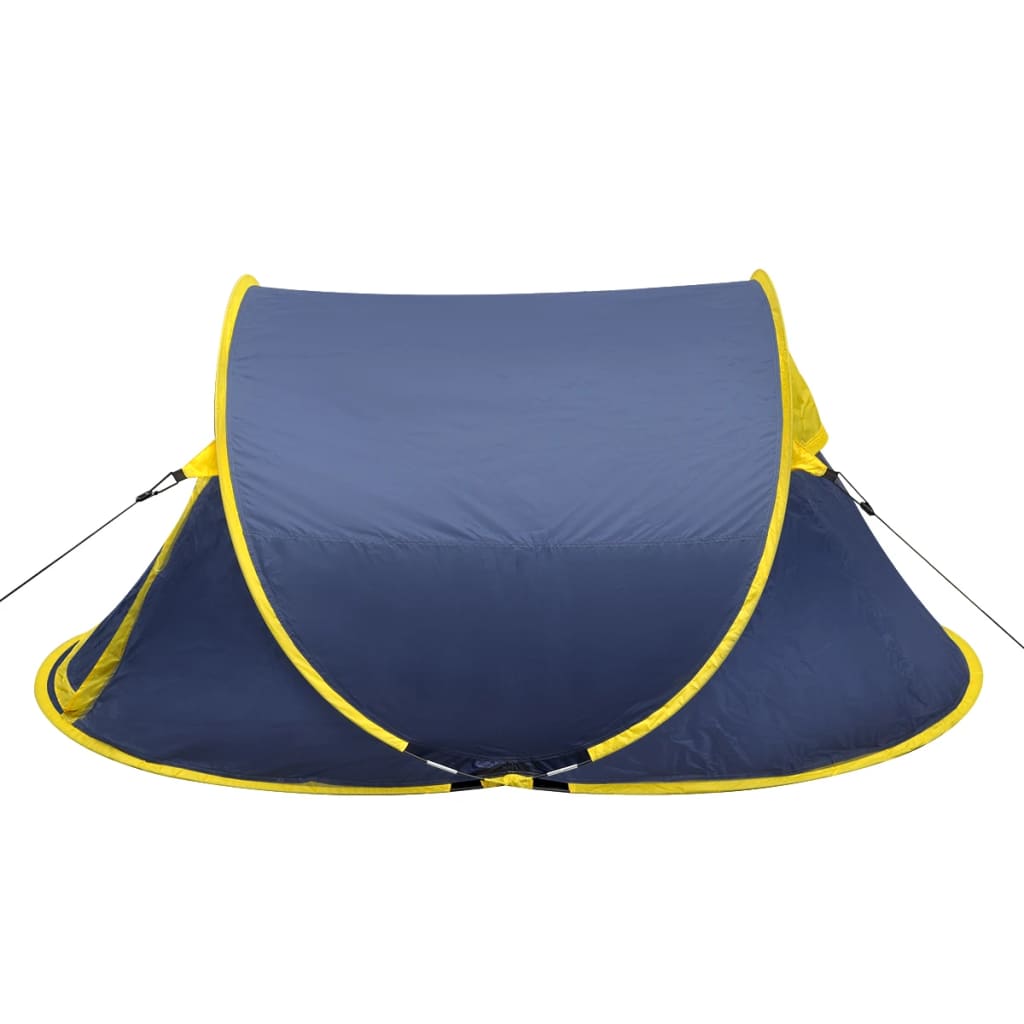 vidaXL Tent pop-up 2-persoons marineblauw en geel