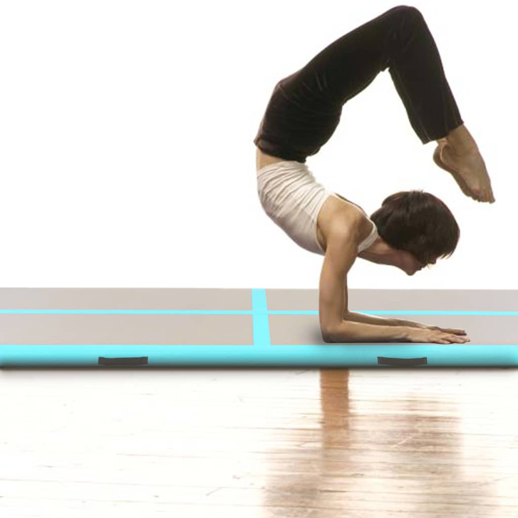 vidaXL Gymnastiekmat met pomp opblaasbaar 700x100x10 cm PVC groen
