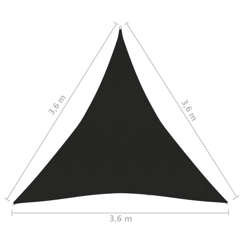vidaXL Zonnezeil 160 g/m² 3,6x3,6x3,6 m HDPE zwart