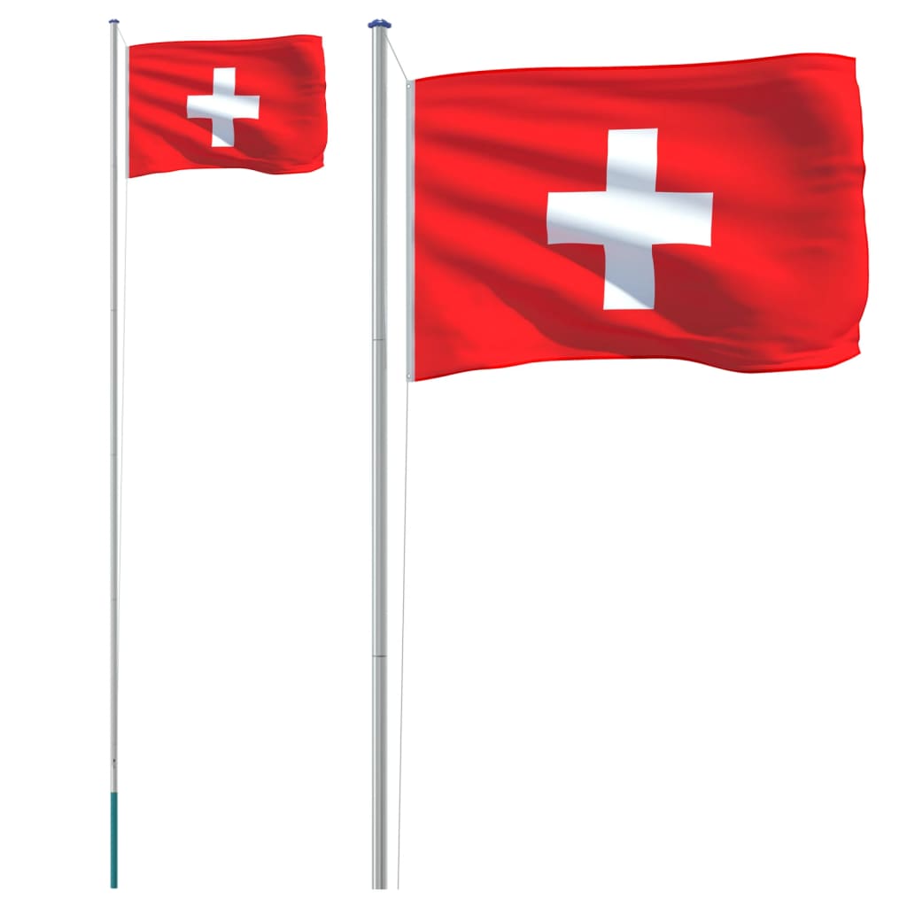 vidaXL Vlag met vlaggenmast Zwitserland 6,23 m aluminium