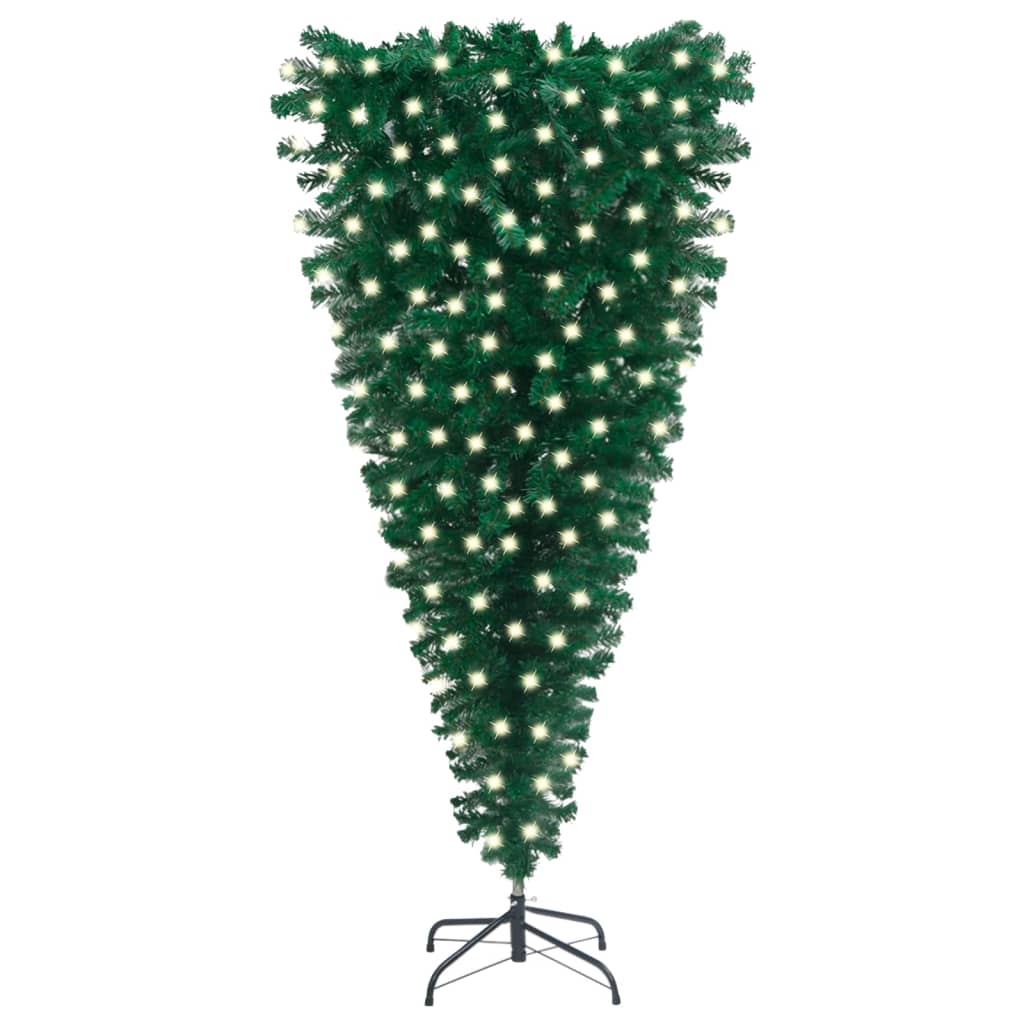 vidaXL Kunstkerstboom met verlichting ondersteboven 240 cm groen
