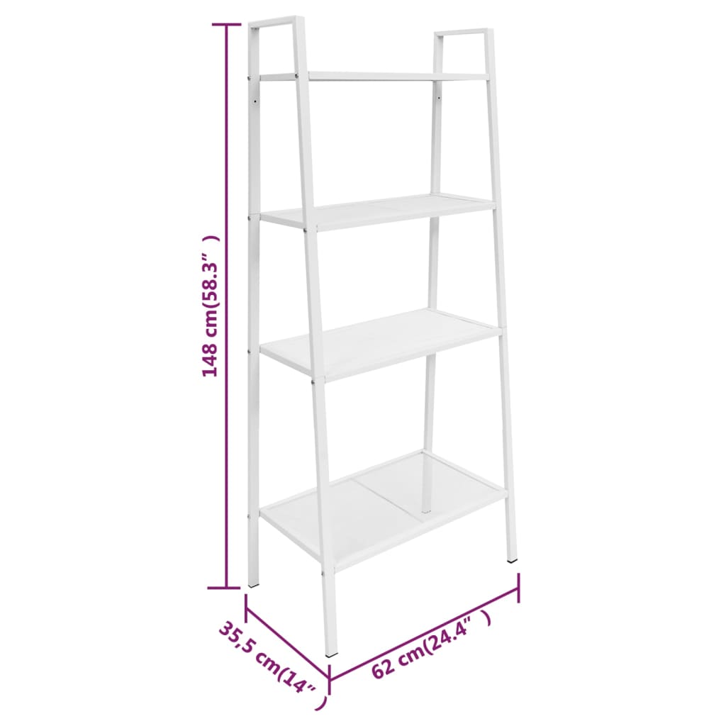 vidaXL Ladder boekenkast 4 schappen metaal wit
