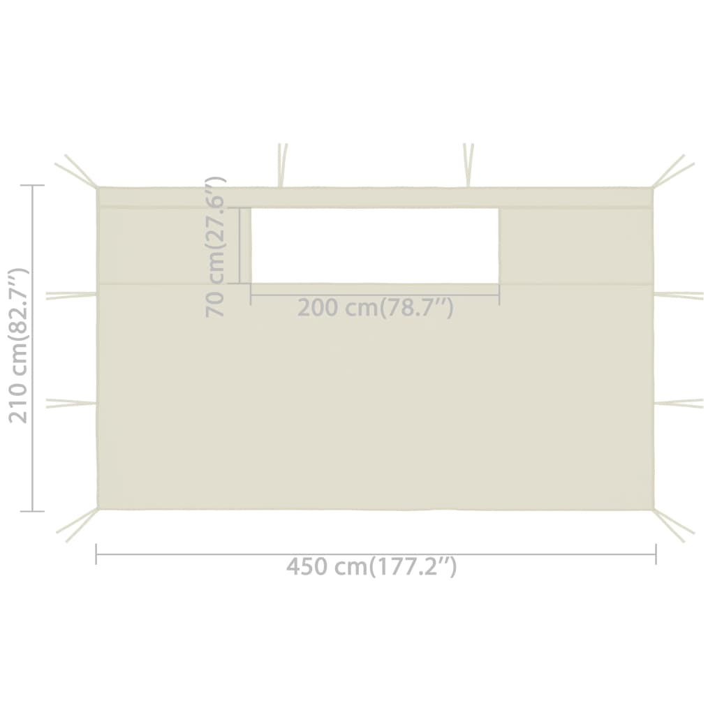 vidaXL Prieelzijwanden met ramen 2 st 70 g/m² 4,5x2,1 m crème