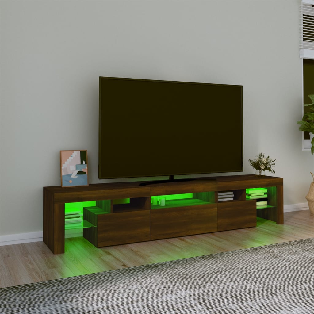 vidaXL Tv-meubel met LED-verlichting 200x36,5x40 cm bruin eikenkleur