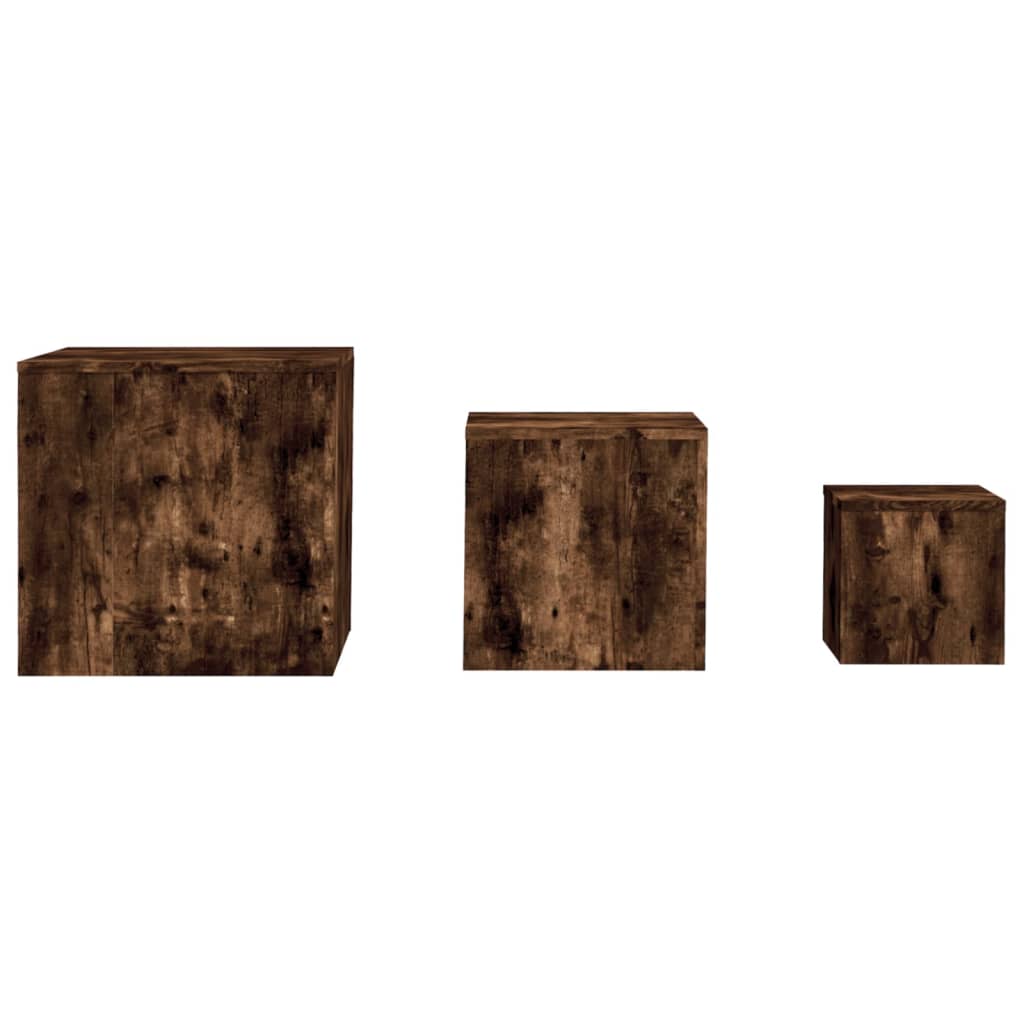 vidaXL Bijzettafels 3 st bewerkt hout gerookt eikenkleurig