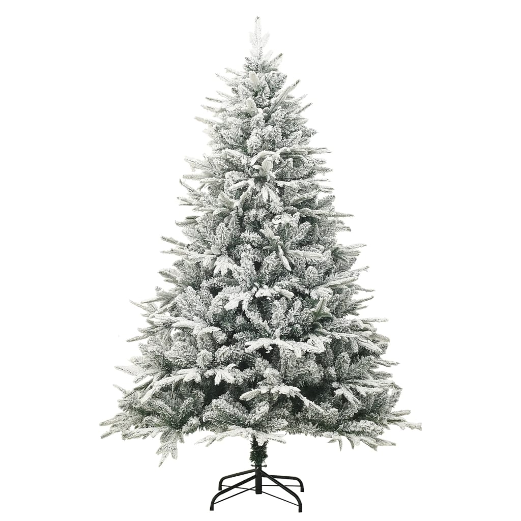 vidaXL Kunstkerstboom met LED's, kerstballen en sneeuw 150 cm PVC PE