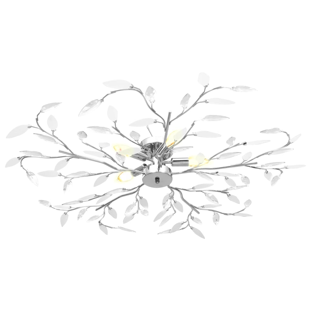 vidaXL Plafondlamp met acryl kristallen bladarmen voor 5xE14 wit