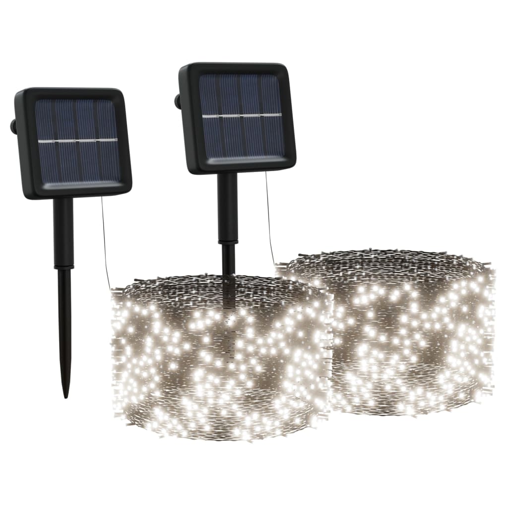vidaXL Lichtsnoeren 2 st met 2x200 LED's solar binnen/buiten koudwit