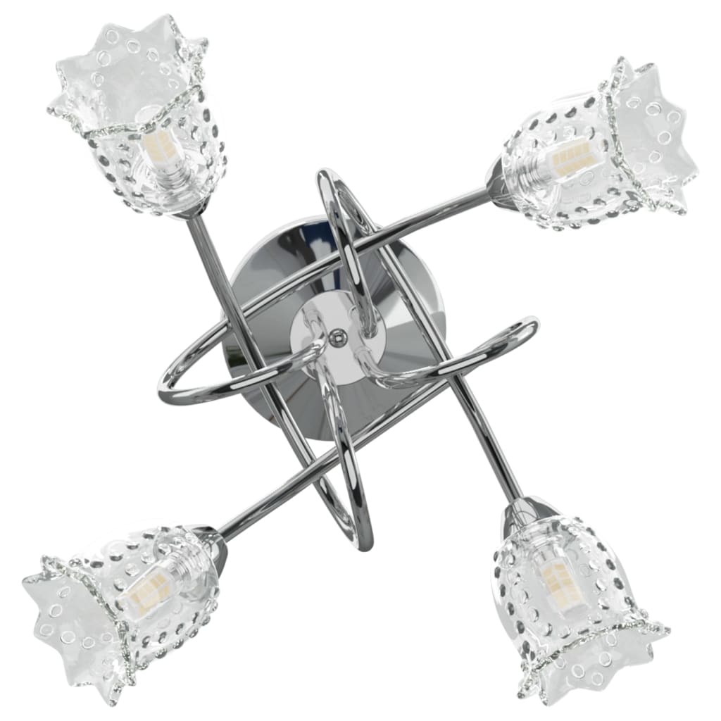 vidaXL Plafondlamp met bloemkappen glas 4xG9