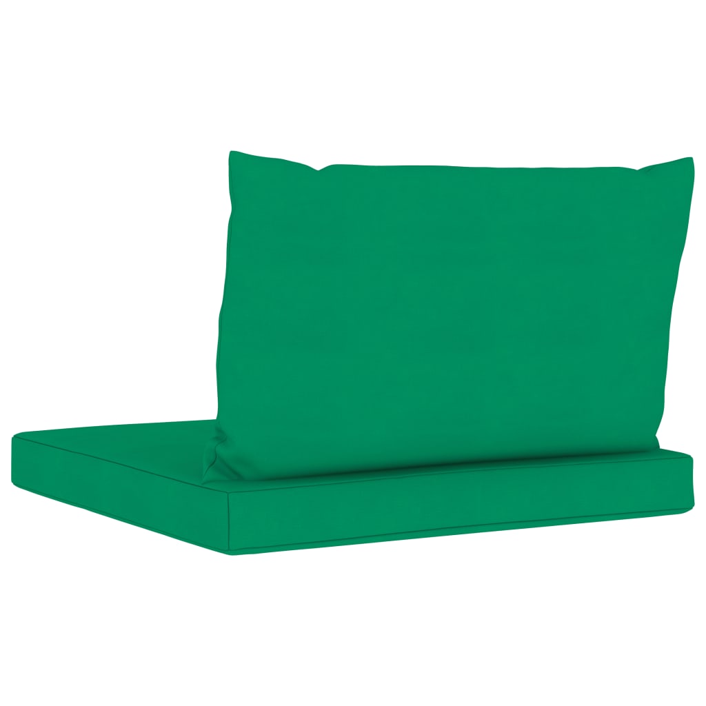 vidaXL Tuinbank 3-zits pallet met groene kussens grenenhout