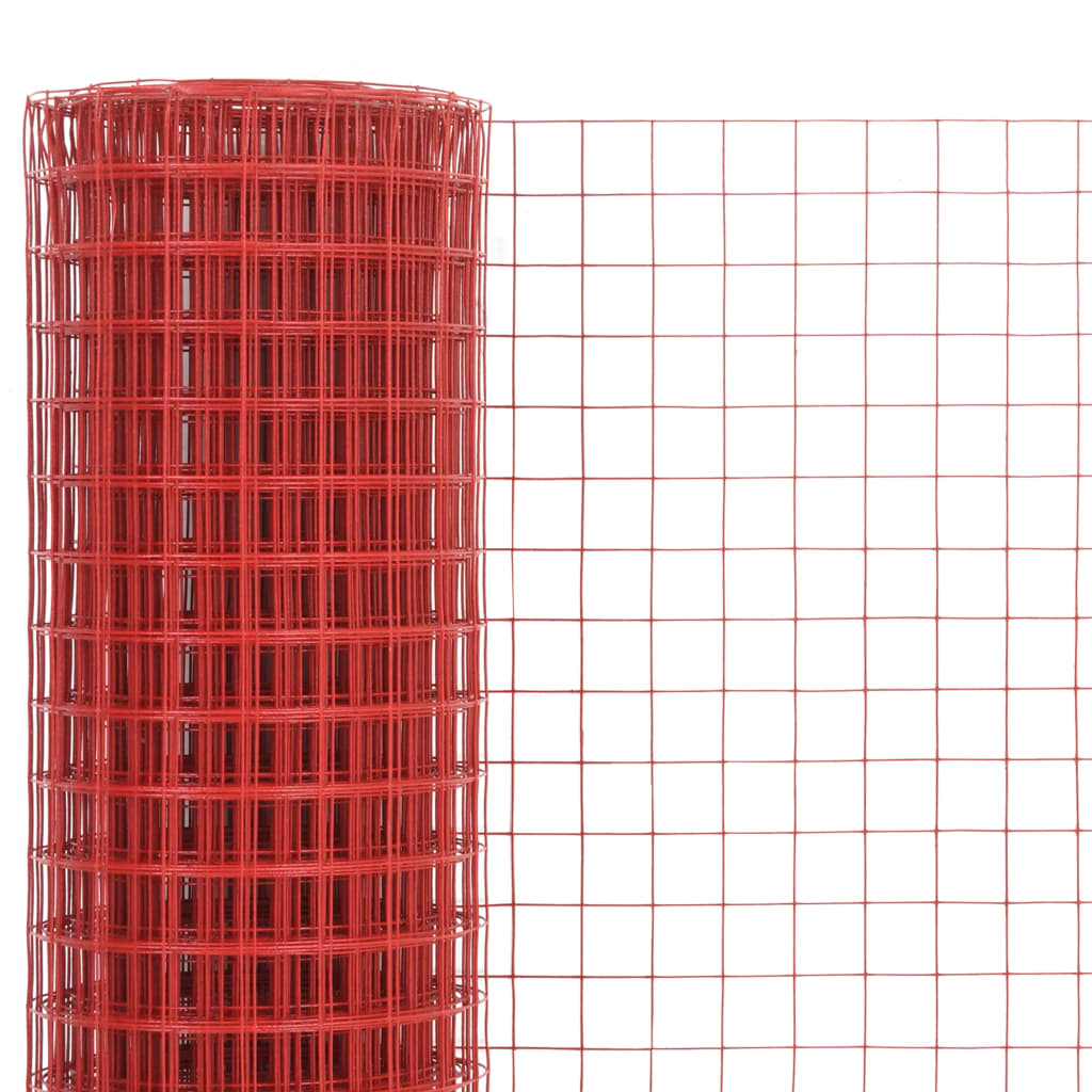 vidaXL Kippengaas 10x0,5 m staal met PVC coating rood