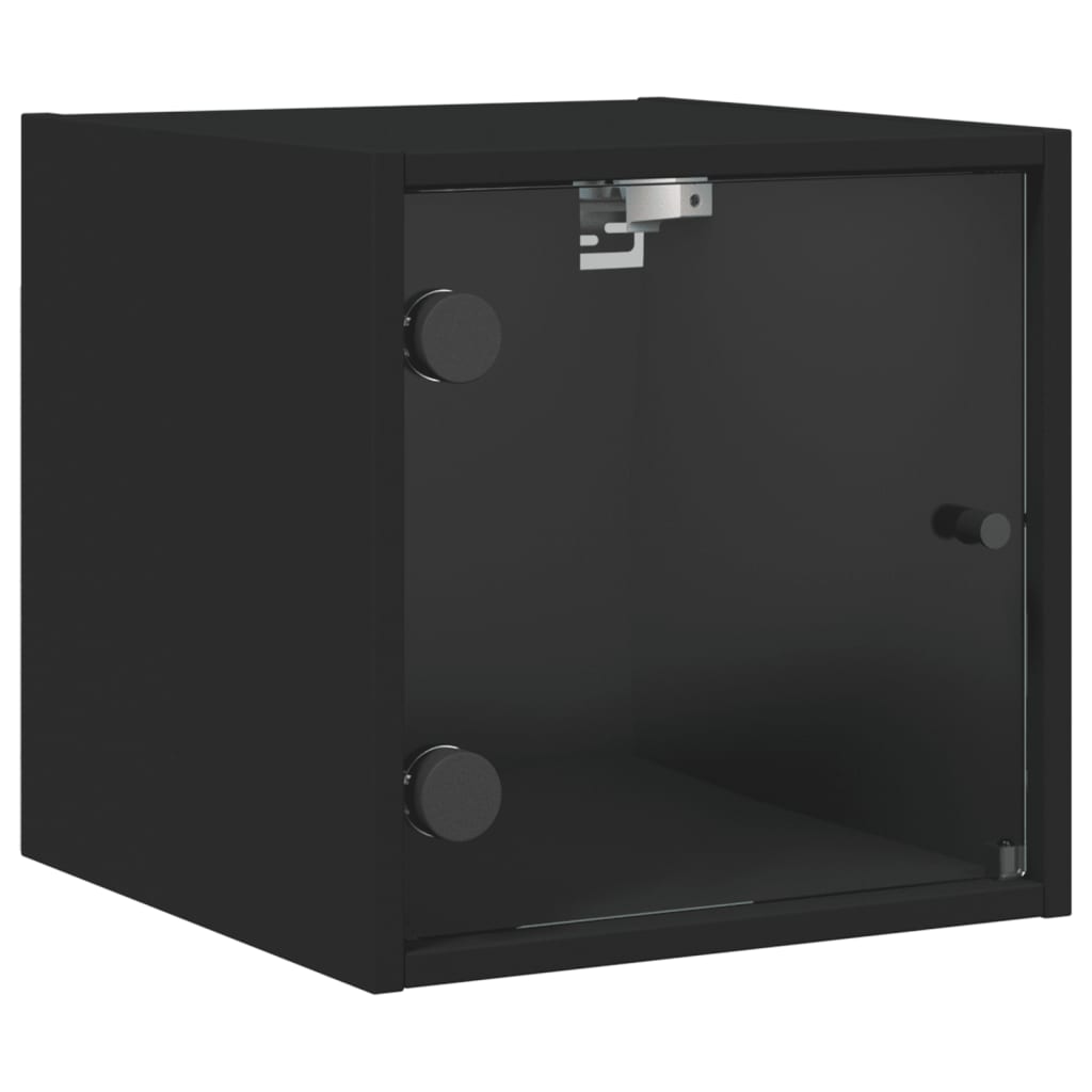vidaXL Nachtkastje met glazen deur 35x37x35 cm zwart