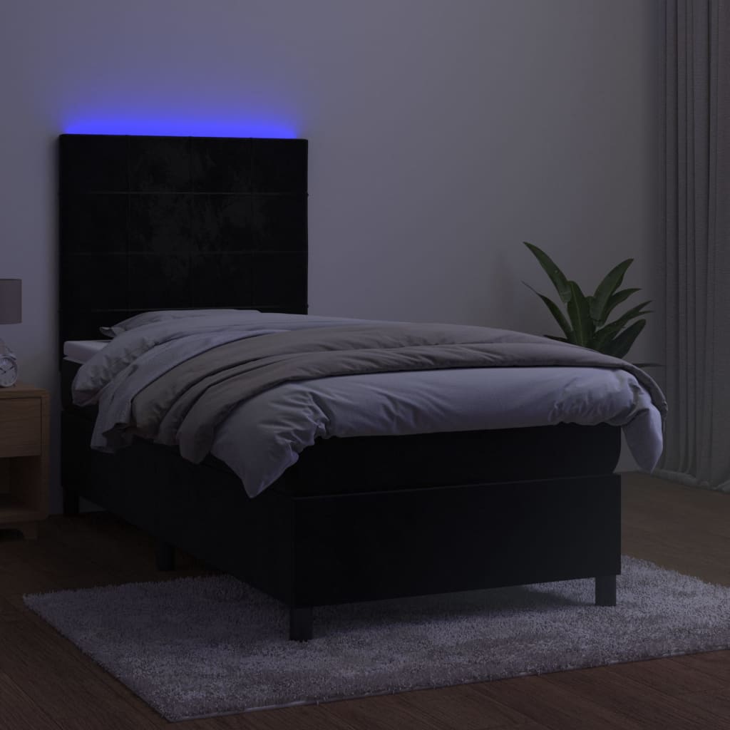 vidaXL Boxspring met matras en LED fluweel zwart 80x200 cm