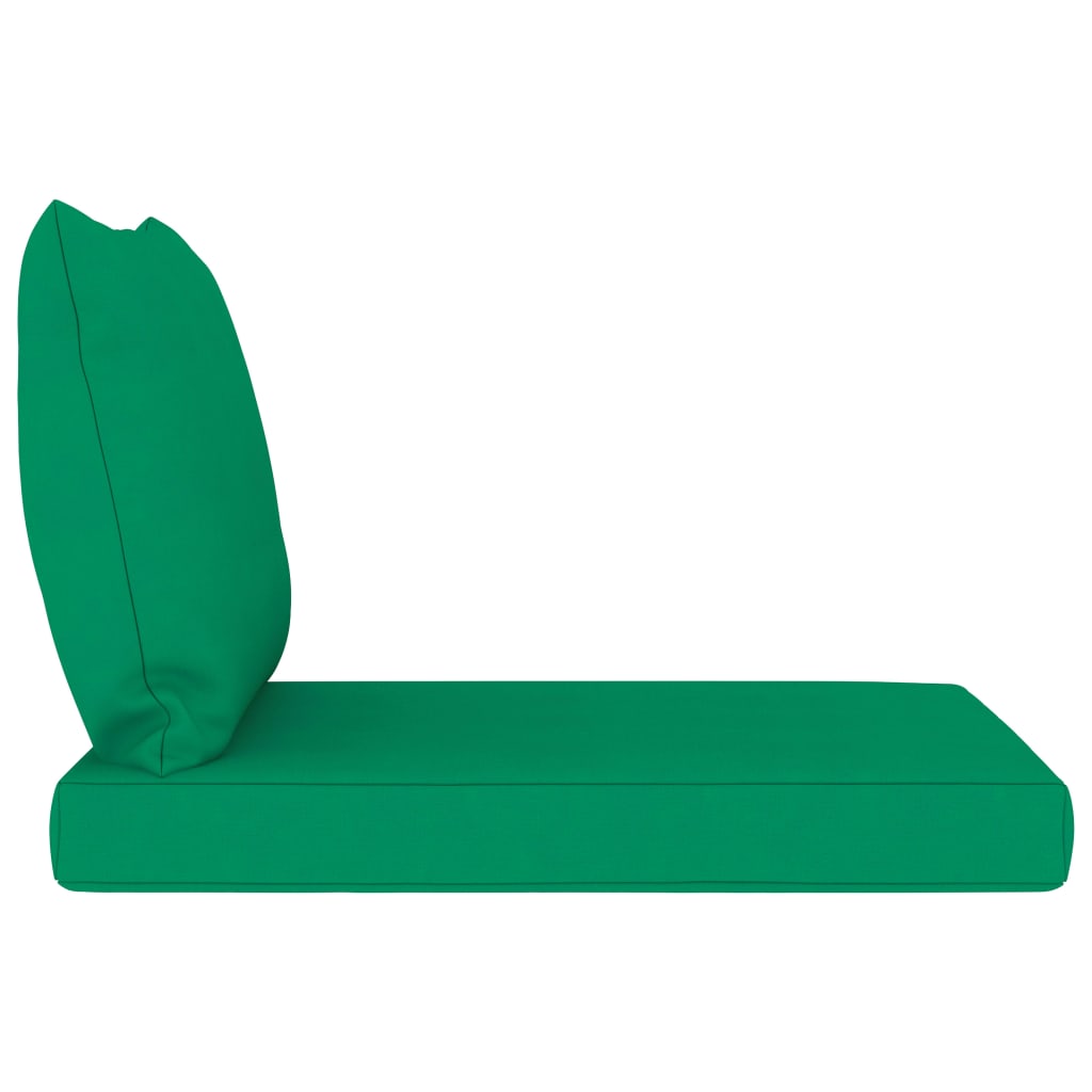vidaXL Tuinbank 3-zits pallet met groene kussens grenenhout