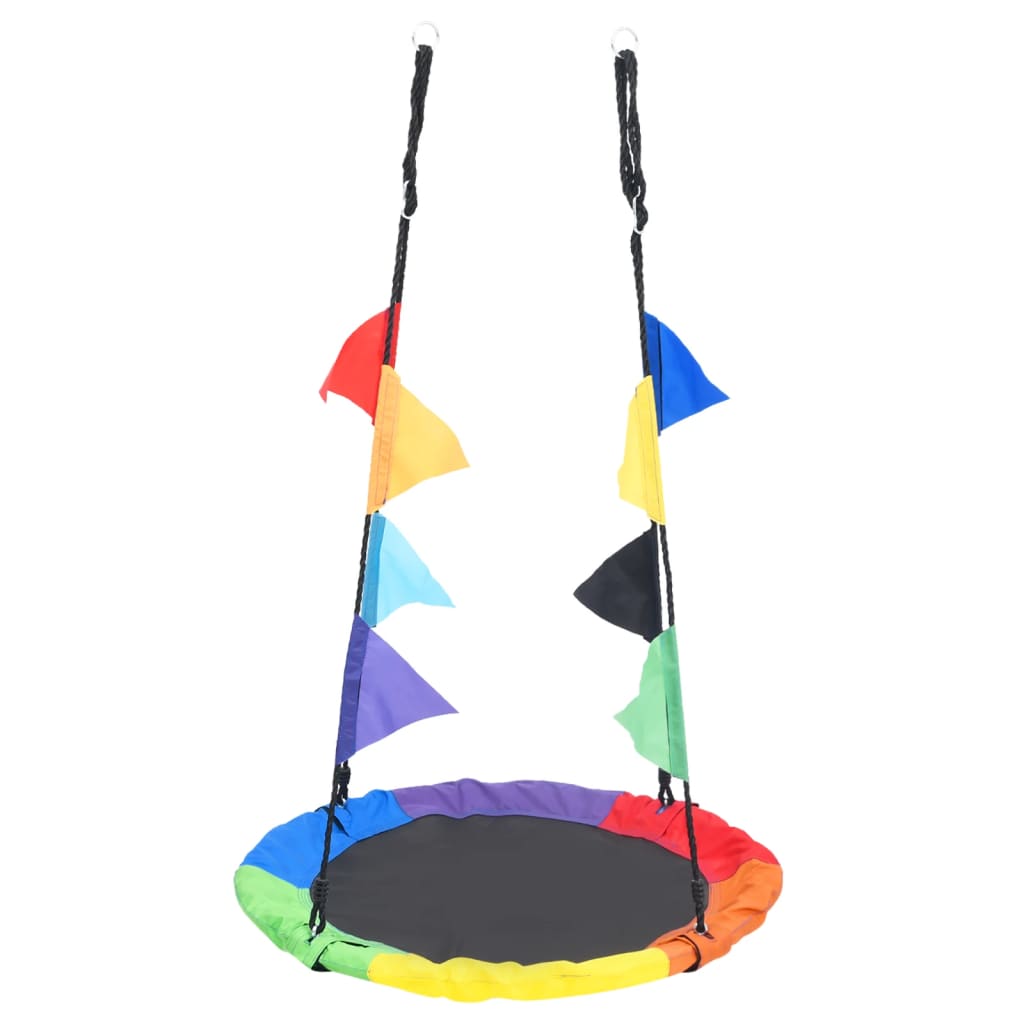 vidaXL Nestschommel met vlaggetjes 100 cm regenboogkleurig