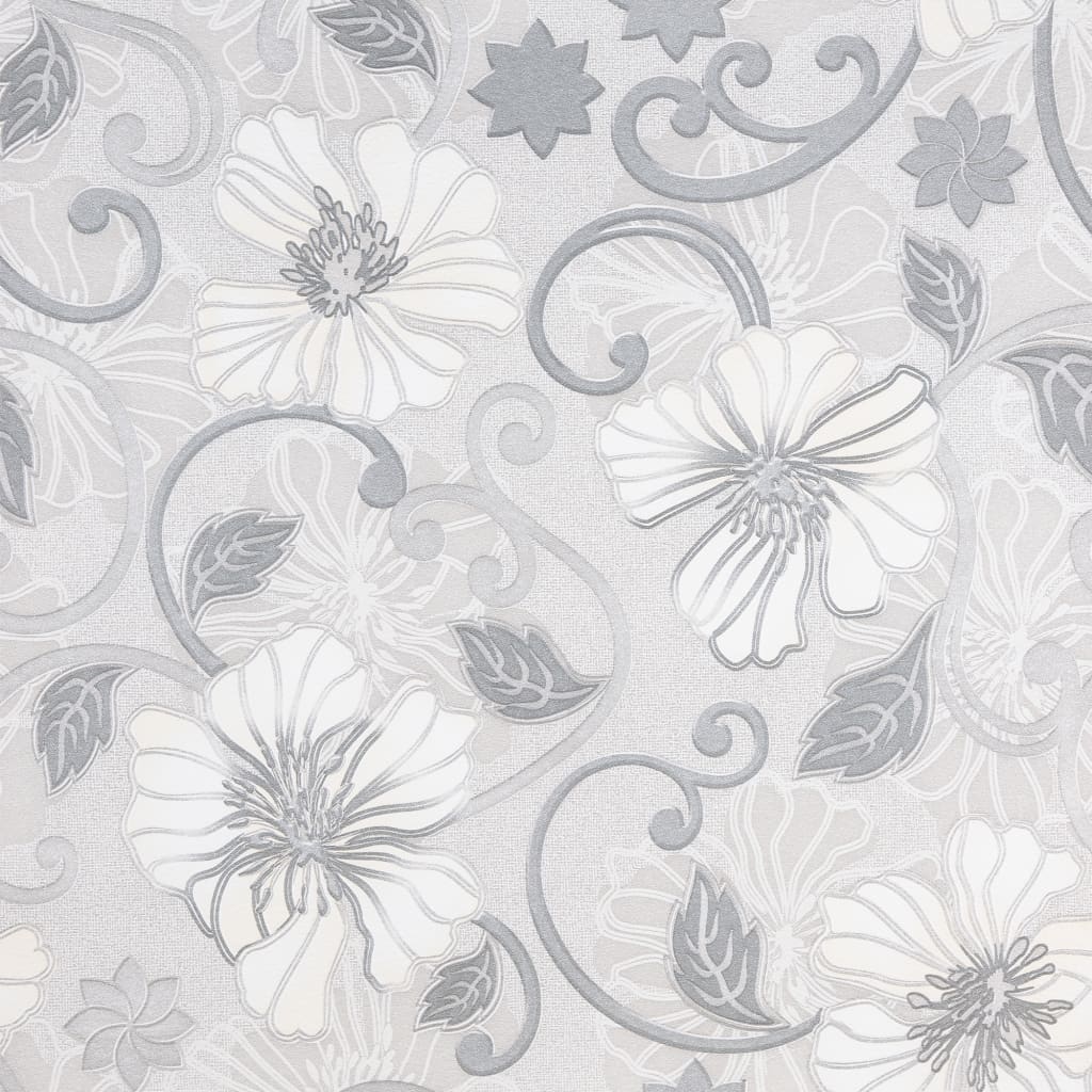vidaXL Behang 3D bloemenpatroon grijs