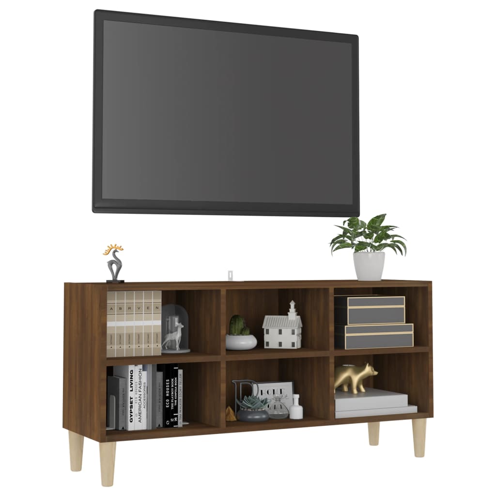 vidaXL Tv-meubel met houten poten 103,5x30x50 cm bruineikenkleurig