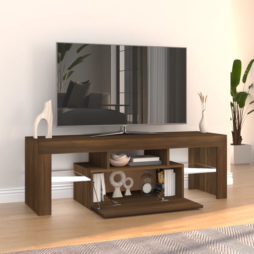 vidaXL Tv-meubel met LED-verlichting 120x35x40 cm bruin eikenkleur