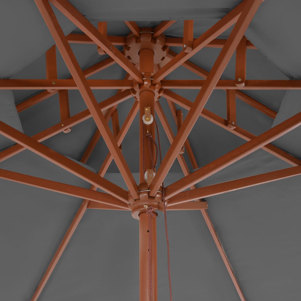 vidaXL Parasol dubbeldekker met houten paal 270 cm antraciet