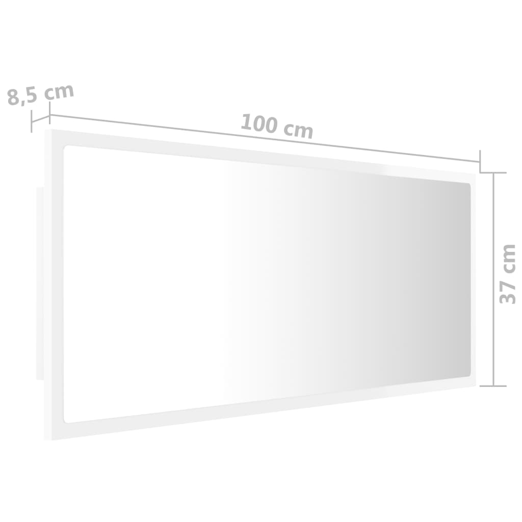 vidaXL Badkamerspiegel LED 100x8,5x37 cm acryl hoogglans wit