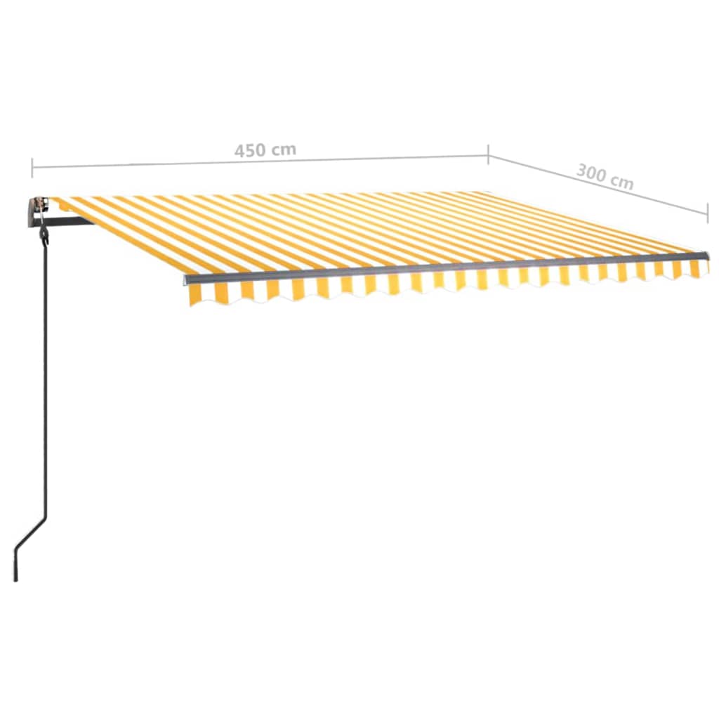 vidaXL Luifel automatisch met LED en windsensor 4,5x3 m geel en wit