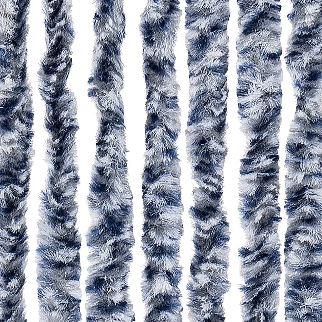 vidaXL Vliegengordijn 120x220 cm chenille blauw en wit