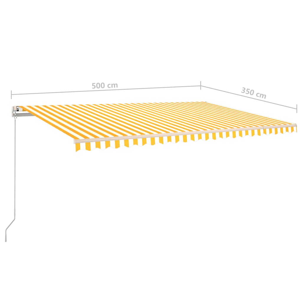 vidaXL Luifel handmatig uittrekbaar met LED 5x3,5 m geel en wit