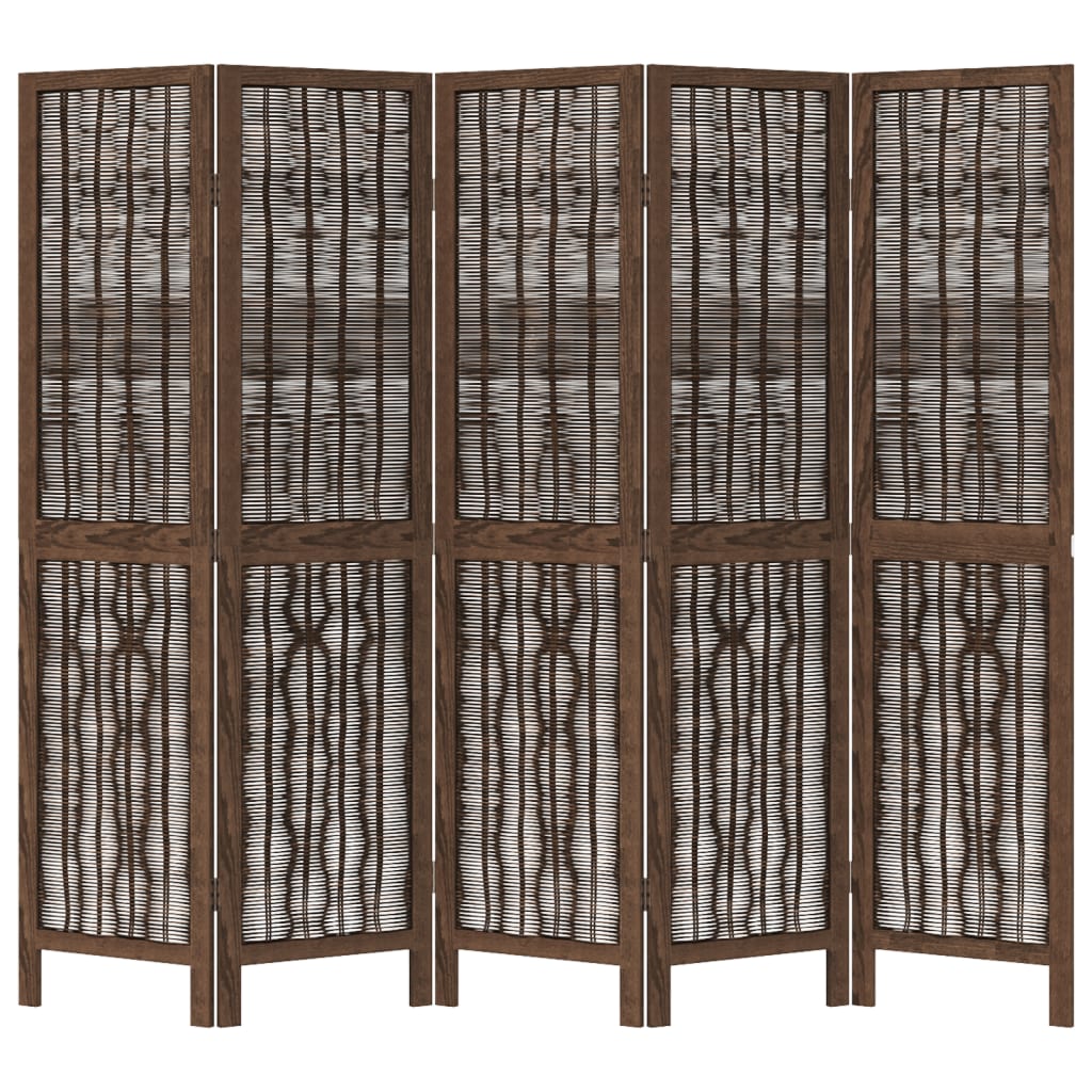 vidaXL Kamerscherm met 5 panelen massief paulowniahout donkerbruin