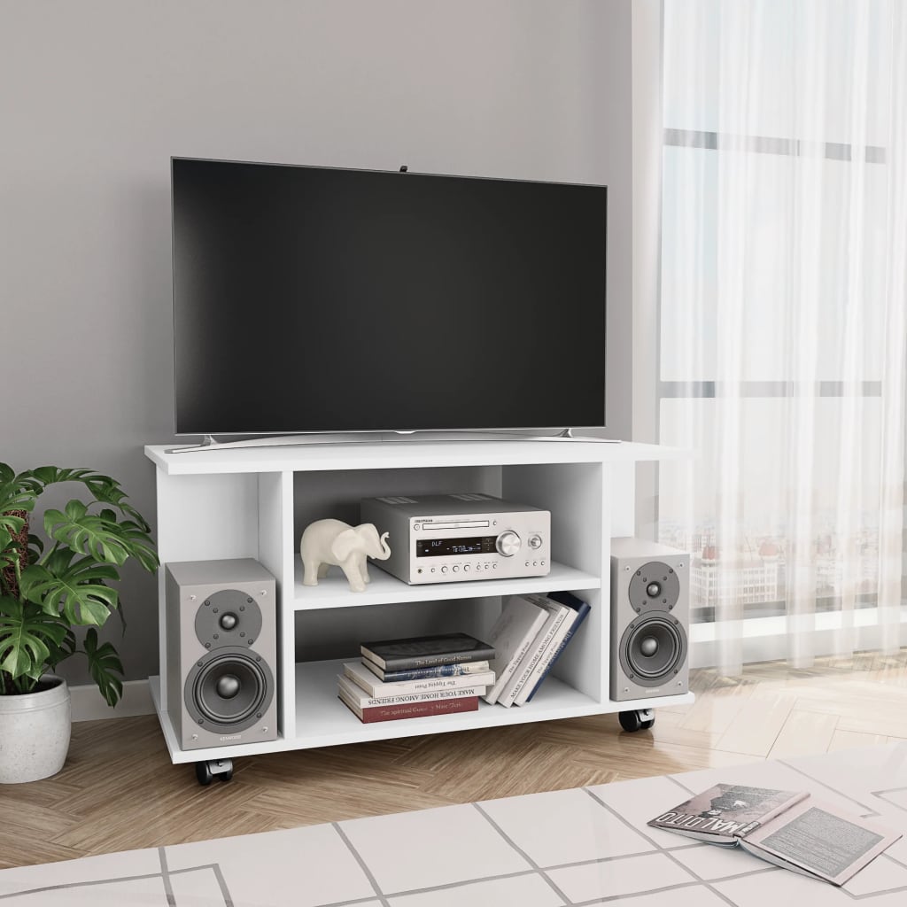 vidaXL Tv-meubel met wieltjes 80x40x45 cm bewerkt hout wit