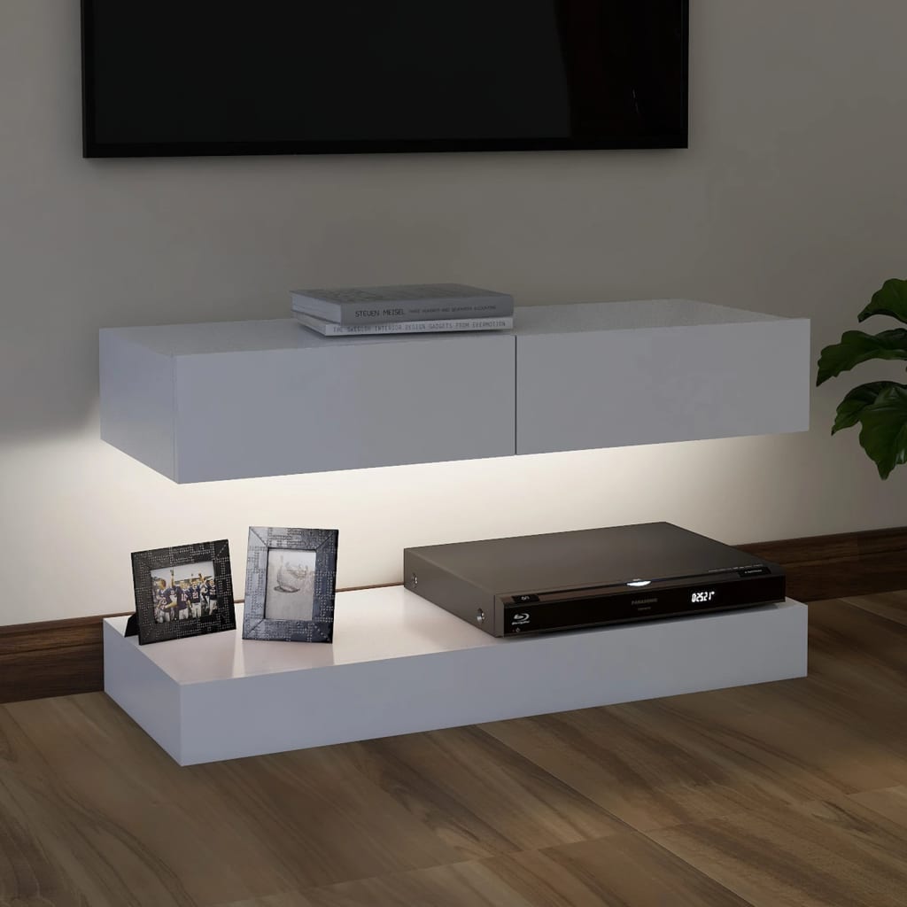 vidaXL Tv-meubel met LED-verlichting 90x35 cm wit